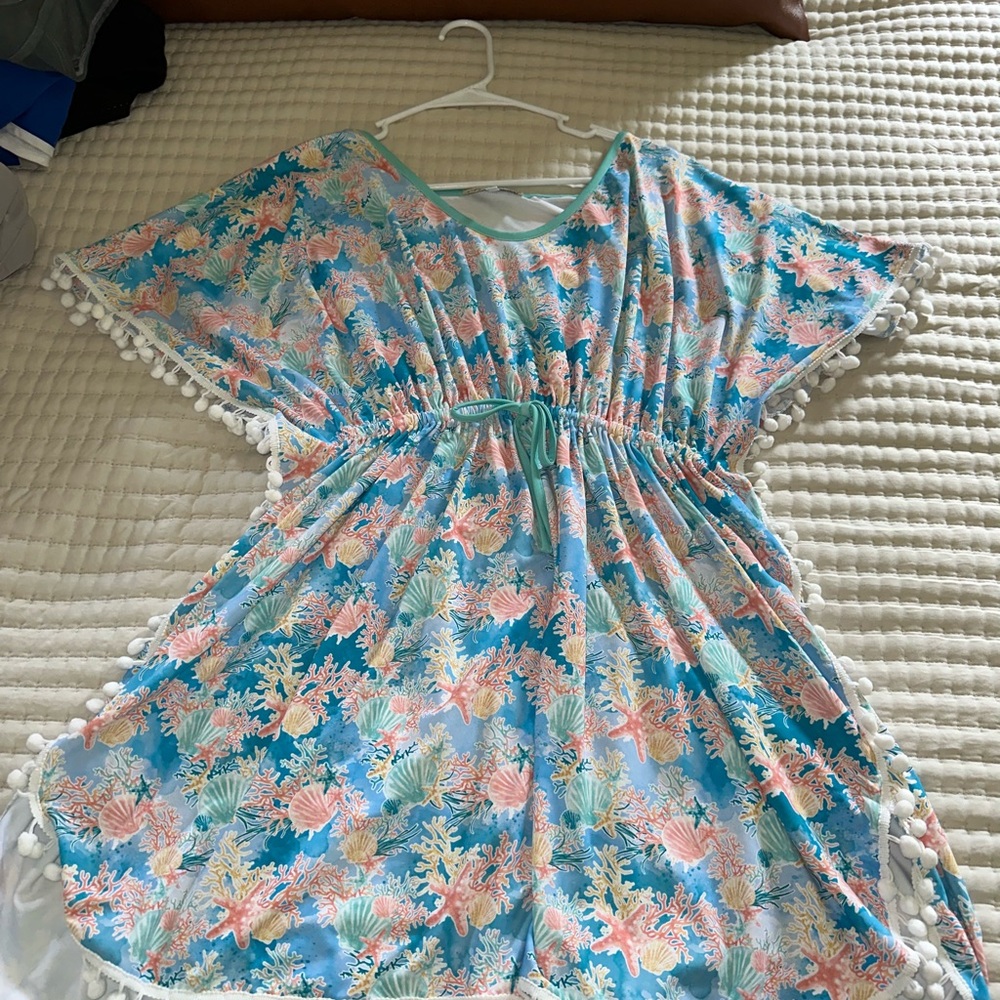 Floral Blue and Pink Swim Coverup